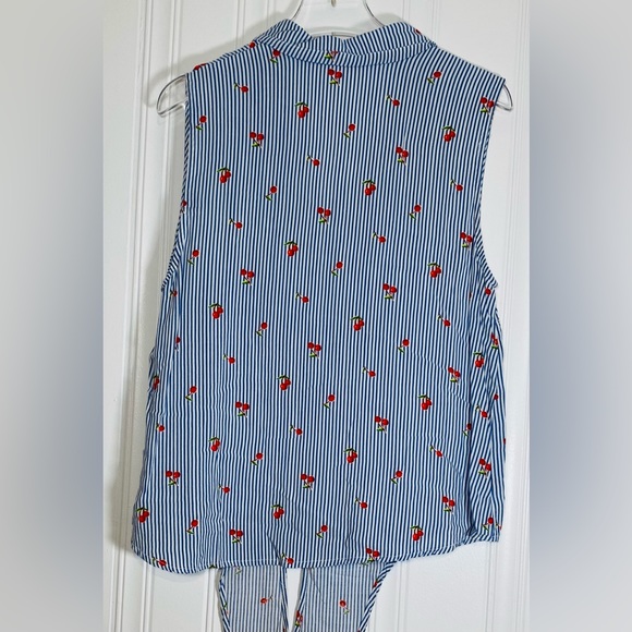 Blue and White Striped, Tie Front Top - Picture 4 of 4